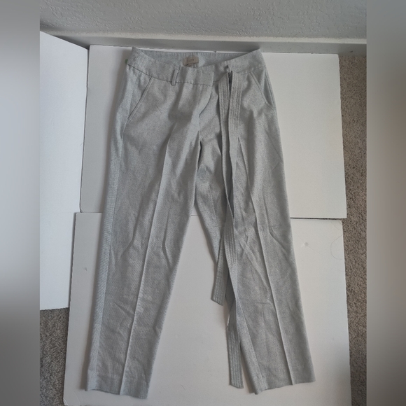 LOFT Soft Sky Blue Linen Cotton-blend Straight Leg Pants Business Casual_10 - Picture 5 of 8